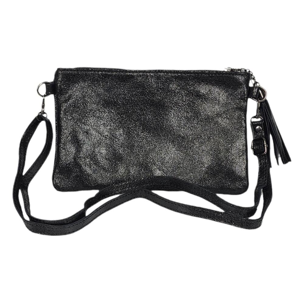 CHARLIE LEATHER “ALECIA” SMALL CROSS BODY POCHETTE – ITALIAN LEATHER – BLACK